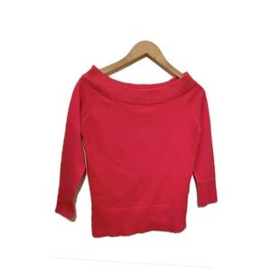 Boat Neck Salmon Pink Knit Top